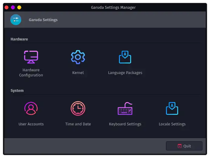 Garuda Settings Manager